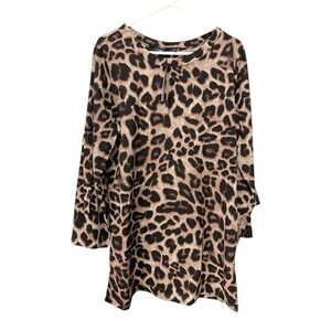 NEW Celmia Collection Large Animal Print Blouse‎ 100% Polyester Safari Mob Wife